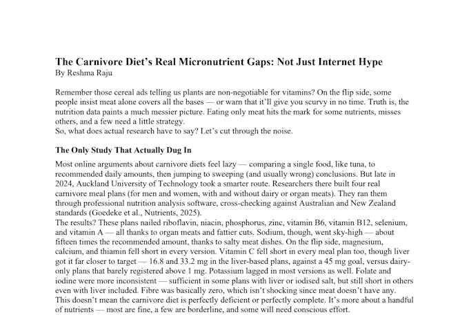 write articles on wellness and nutrition